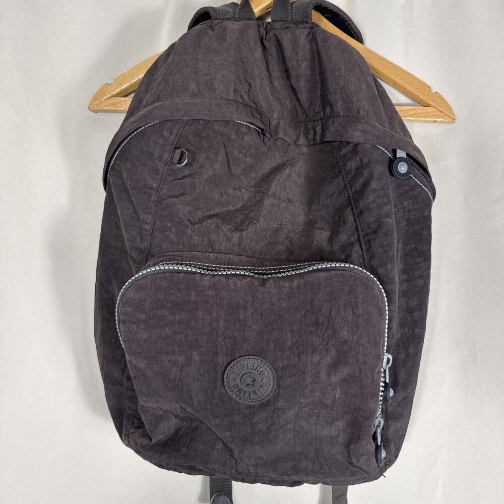 Kipling Brown Nylon Backpack Travel School Bag Multiple Pockets Lightweight Y2K